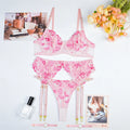 2023 New High Quality Heavy Industry Flower Embroidery Perspective Fun Three Piece Set Popular Fun Underwear