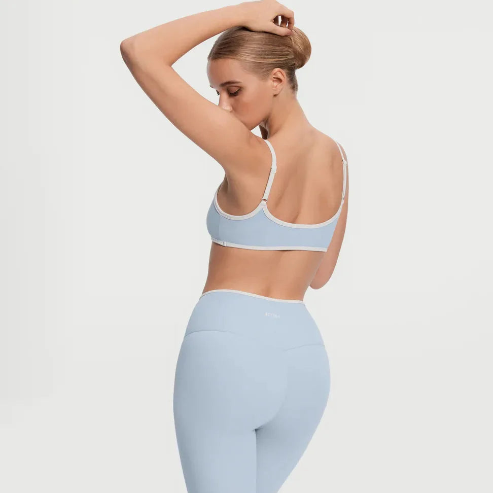 BetterMe Women's Backless Knitted Sports Bra Solid Color  Gym Fitness Top with Chest Cushion Sexy Suspender Yoga Bra