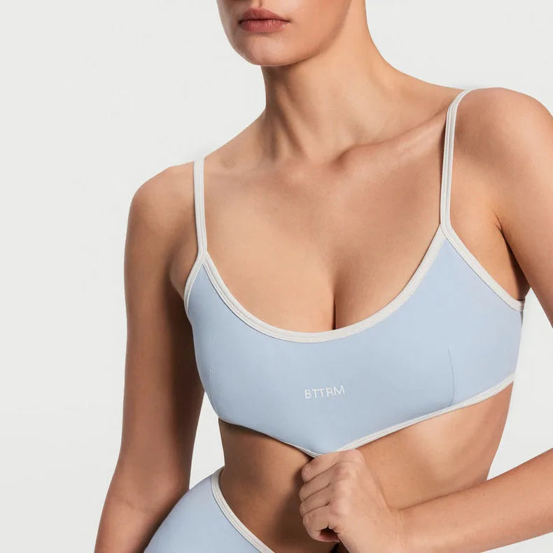 BetterMe Women's Backless Knitted Sports Bra Solid Color  Gym Fitness Top with Chest Cushion Sexy Suspender Yoga Bra