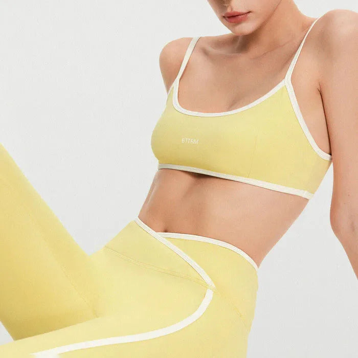 BetterMe Women's Backless Knitted Sports Bra Solid Color  Gym Fitness Top with Chest Cushion Sexy Suspender Yoga Bra