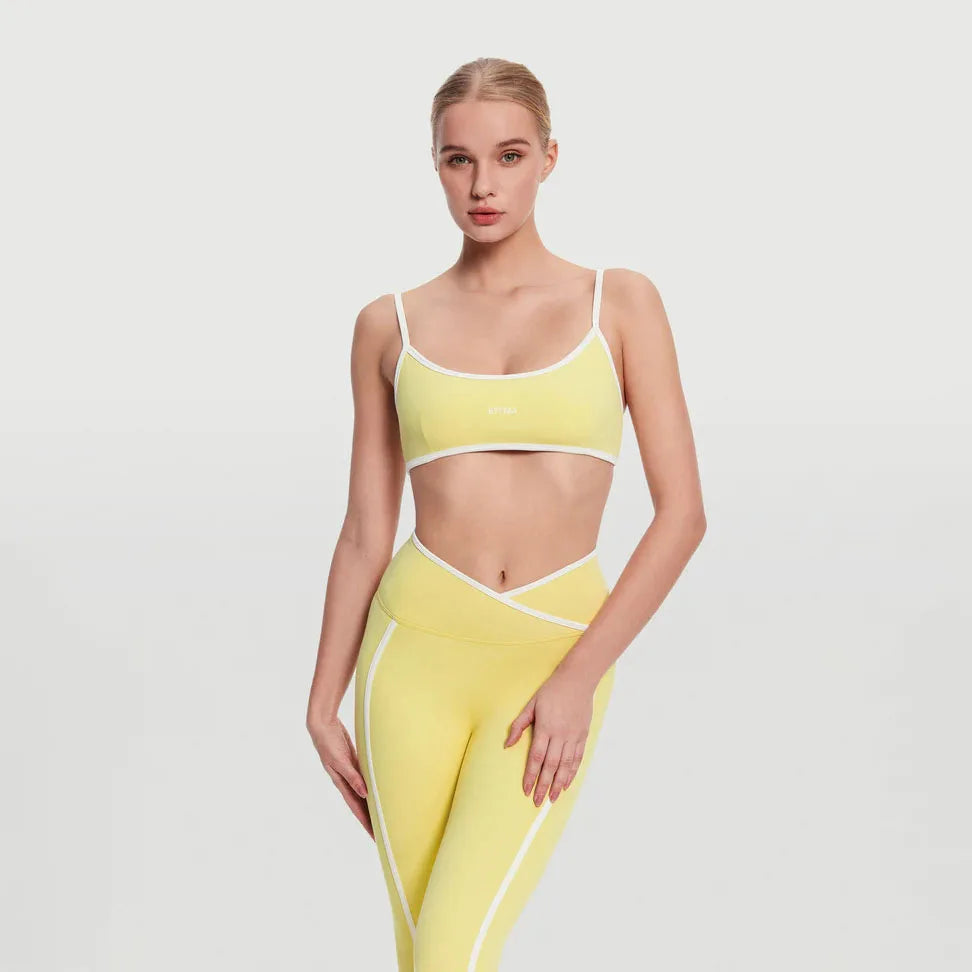 BetterMe Women's Backless Knitted Sports Bra Solid Color  Gym Fitness Top with Chest Cushion Sexy Suspender Yoga Bra