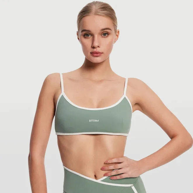 BetterMe Women's Backless Knitted Sports Bra Solid Color  Gym Fitness Top with Chest Cushion Sexy Suspender Yoga Bra