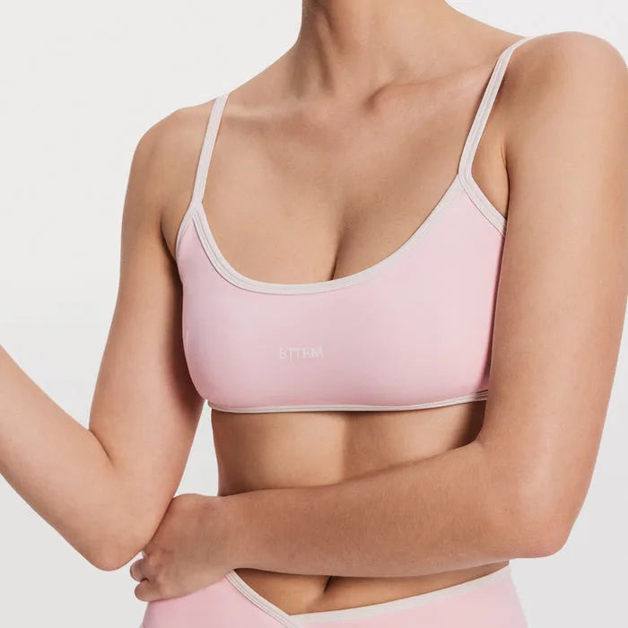 BetterMe Women's Backless Knitted Sports Bra Solid Color  Gym Fitness Top with Chest Cushion Sexy Suspender Yoga Bra