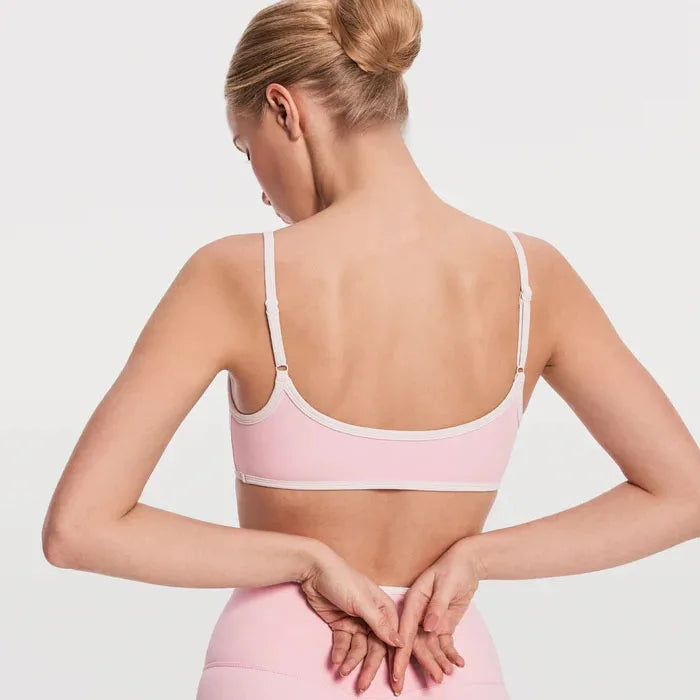 BetterMe Women's Backless Knitted Sports Bra Solid Color  Gym Fitness Top with Chest Cushion Sexy Suspender Yoga Bra