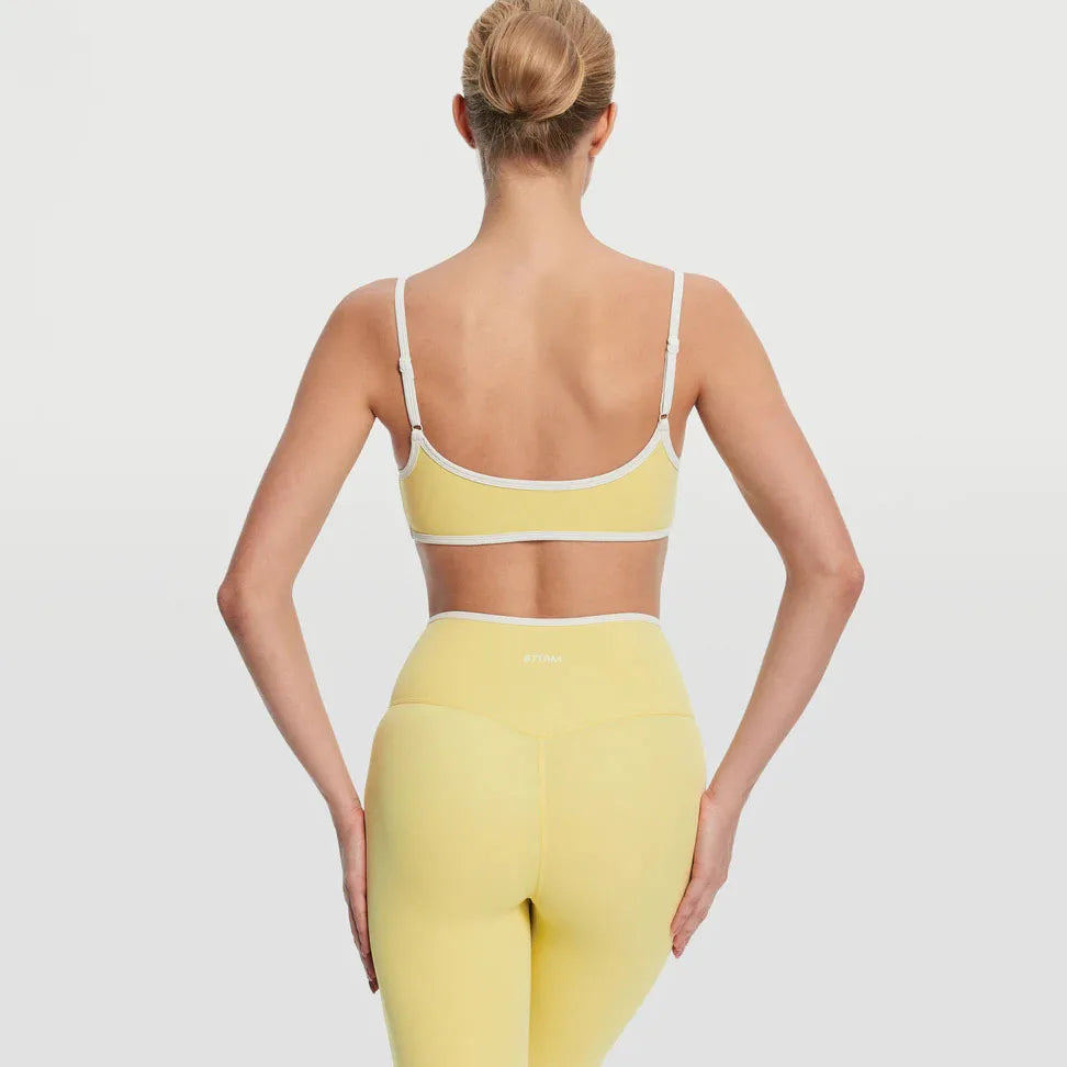 BetterMe Women's Backless Knitted Sports Bra Solid Color  Gym Fitness Top with Chest Cushion Sexy Suspender Yoga Bra