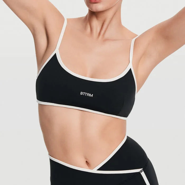 BetterMe Women's Backless Knitted Sports Bra Solid Color  Gym Fitness Top with Chest Cushion Sexy Suspender Yoga Bra