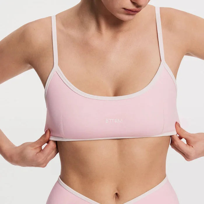 BetterMe Women's Backless Knitted Sports Bra Solid Color  Gym Fitness Top with Chest Cushion Sexy Suspender Yoga Bra